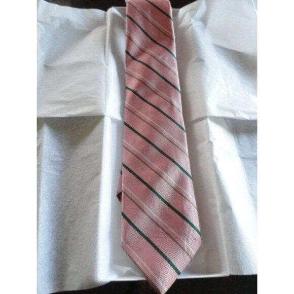 Vintage Men’s JR Logo Tie Whalings Men's Store Detroit Striped Pink Beige - Picture 1 of 4